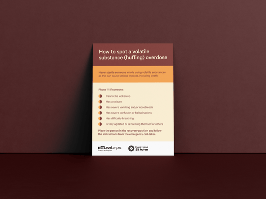 How to respond to volatile substance (huffing) use / overdose - A5 flyer